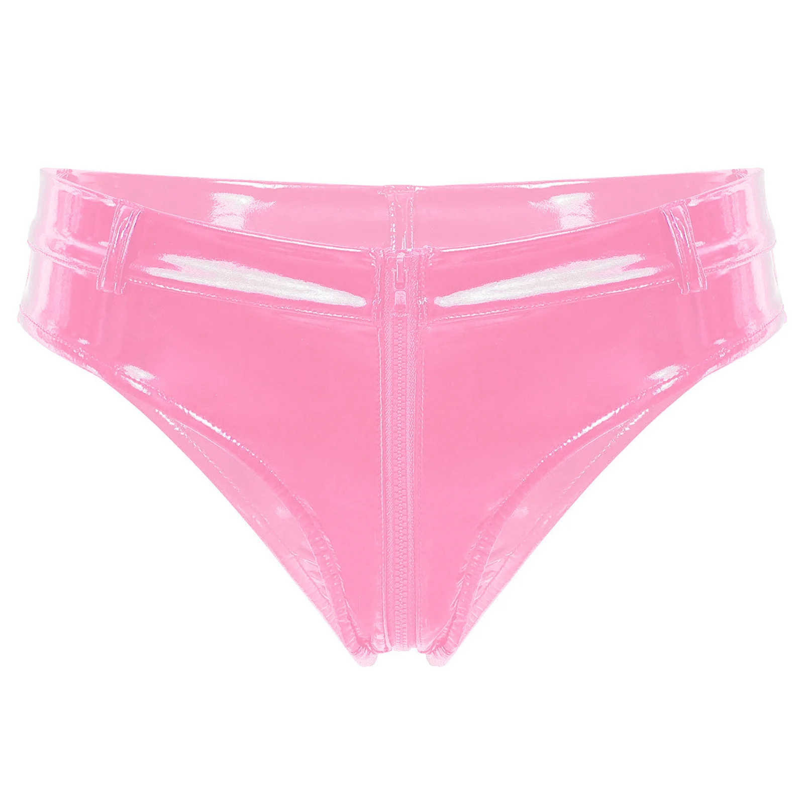 

Mens Lingerie Zipper Crotch Booty Shorts Briefs Panties Low Waist Hot Pants Patent Leather Wet Look Clubwear