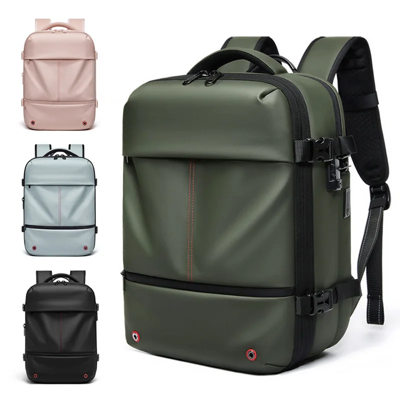Unisex Vacuum Compression Backpack 20-35L USB Charging Port Expandable Design Large Capacity Wet Dry Separation Travel Bag