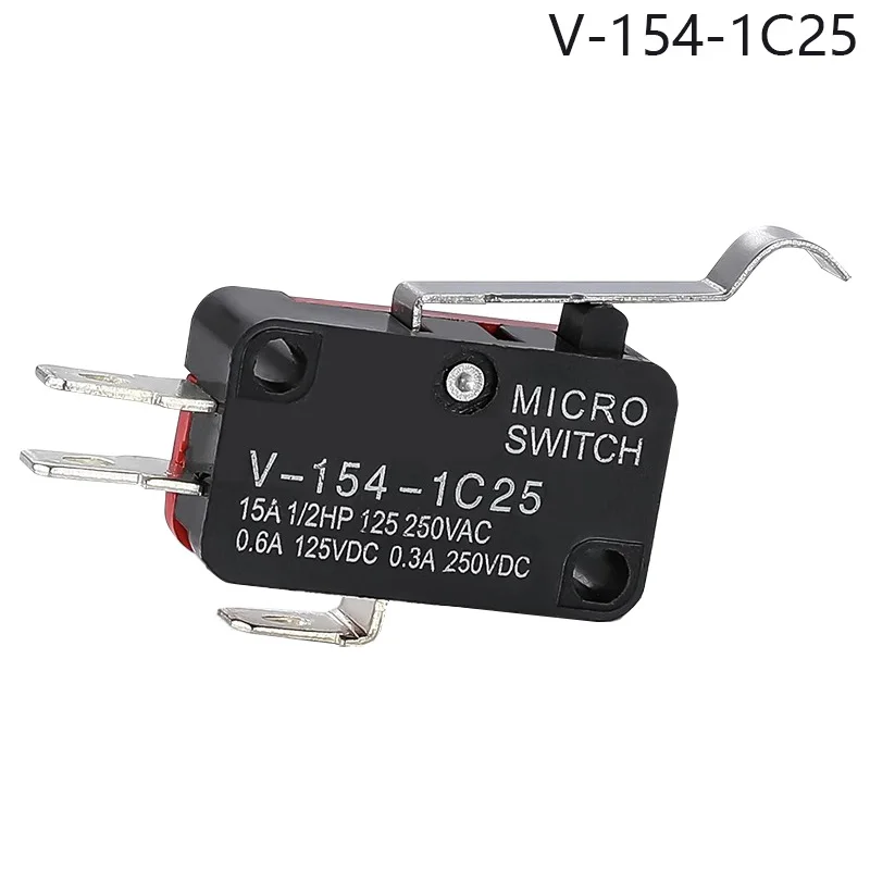 5/10pcs V-154-1C25 long handle roller Snap Action Push Button SPDT Momentary On-Off Micro Limit Switch 15A 250V Red/Black