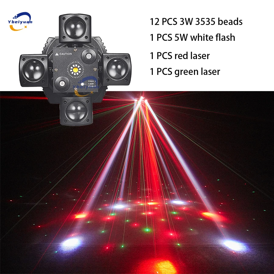 Nieuwe 48W Moving Head Beam Light RGBW + Rode en Groene Laser + Witte Strobe 3 in 1 Disco DJ Bar Party Kerst Podium Effect Licht