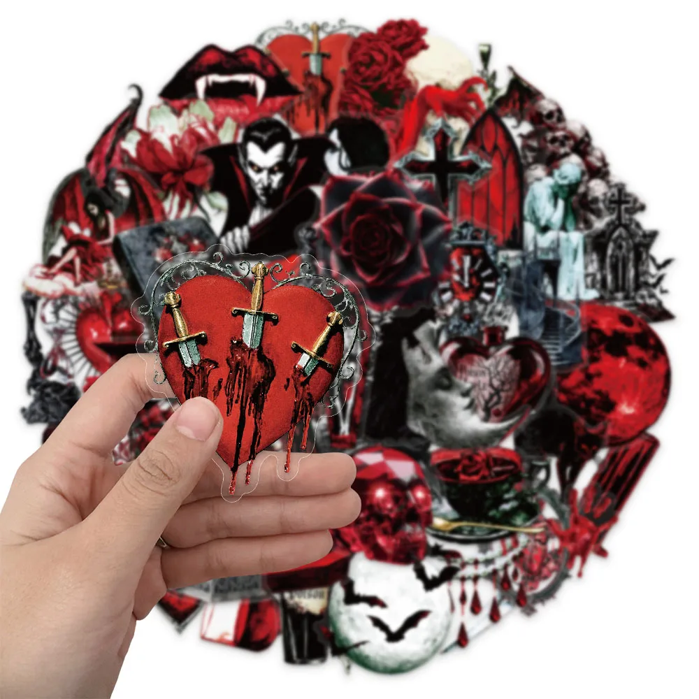 50PCS Halloween Dark Vampire Handmade Material Phone Cases Laptop Suitcases Water Cups Waterproof Stickers