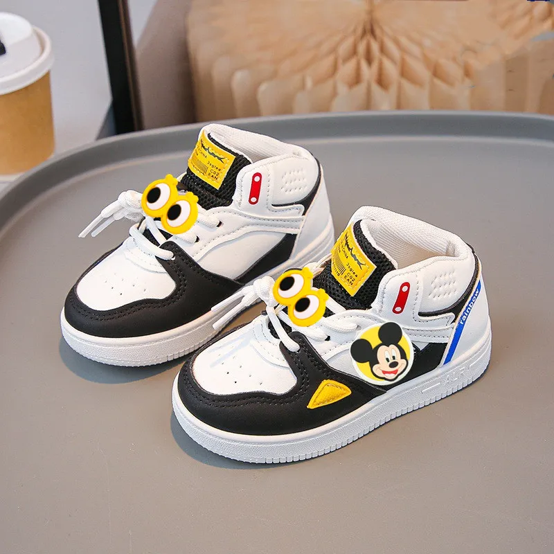 

Disney Mickey Mouse Spring Autumn New Boy Girl Children Sports Casual Shoes High Top Running Shoes Soft Sole Baby Toddler Shoes