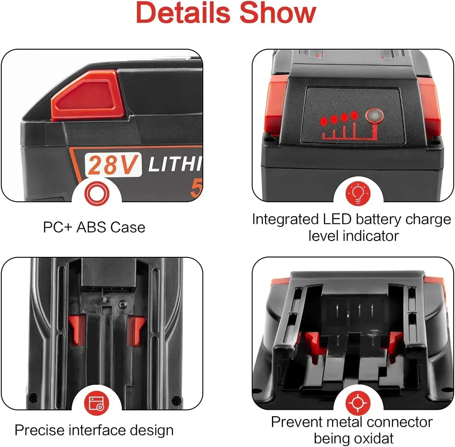 Batteria agli ioni di litio 28V 6Ah per MILWAUKEE M28 V28 M28BX M28B 48-59-2819 0730-20 Utensile elettrico 48-11-2830 W/Manometro LED