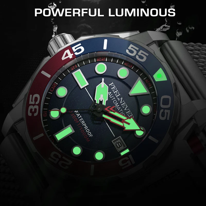 Top brand FeelNever 2024 New Men Luxury Watch 1000m Waterproof luminous Automatic Mechanical watches for men relogios masculino