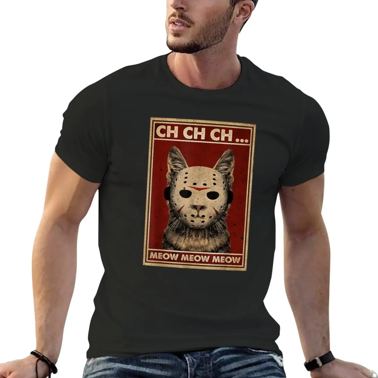 New Ch Ch Ch Meow Meow Meow funny T-Shirt summer clothes T-shirt for a boy men graphic t shirts