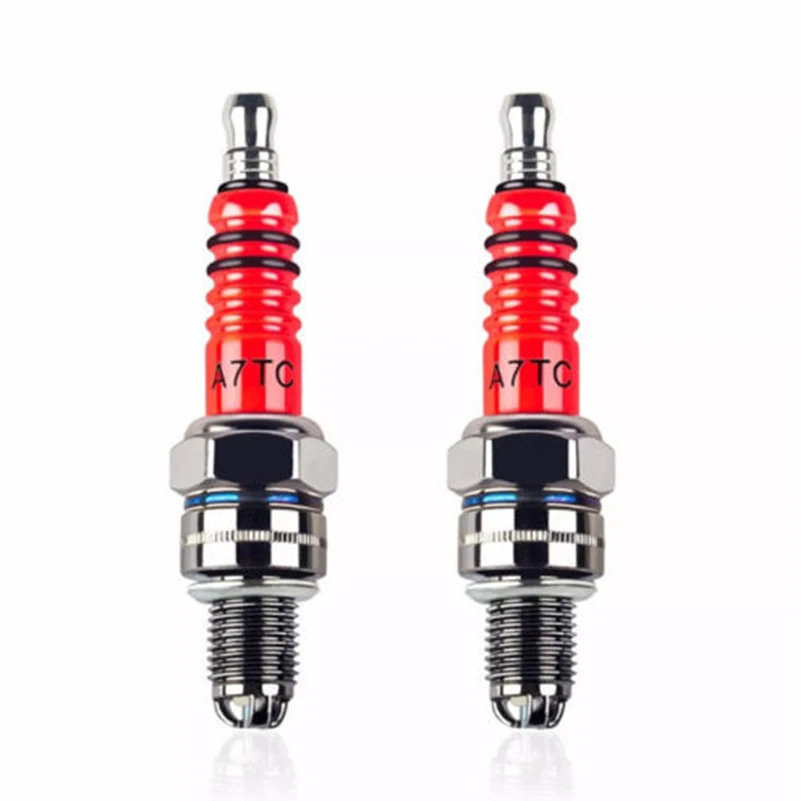 Red+Silver Spark Plug A7TC Spark Plug Save fuel For 50cc-150cc ATV Motorcycle High Performance Save Fuel A7TC High Performance