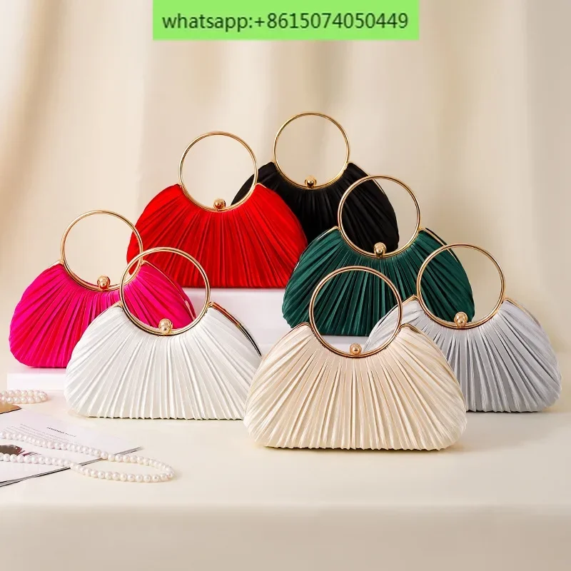 

Pleated dinner bag ladies handbag socialite temperament party clutch bag dress bag ring handbag