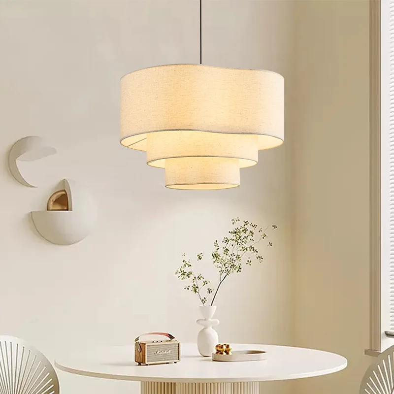 

Nordic Wabi-Sabi Style Fabric Led Pendant Lights Living Dining Room B&B Chandeliers Lighting Home Decor Bedroom Lamps Fixtures