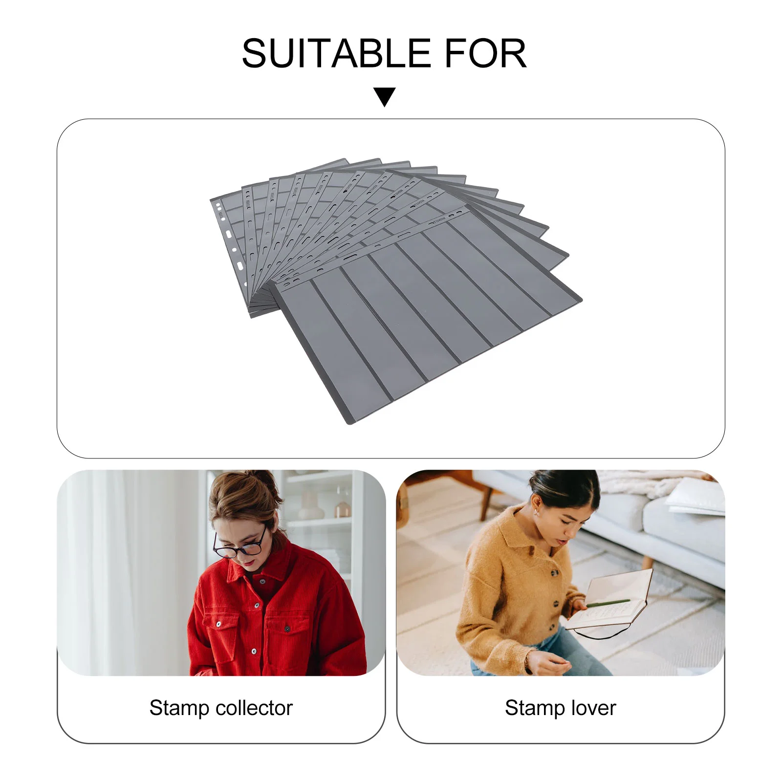 10 Pcs Postage Stamps Album Coin Collecting Albums Picture Storage Pages Black Cards Collectors Standard Holder