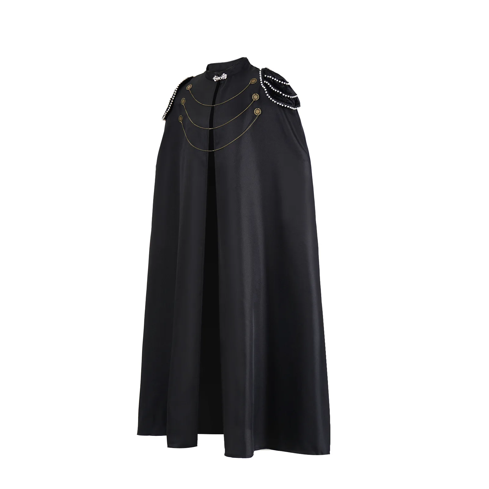 

European Cape Plus Shoulder Pads Men's And Women's Retro Bead Curtain Hooded Cape Performance Clothes Performance Cos Clothes