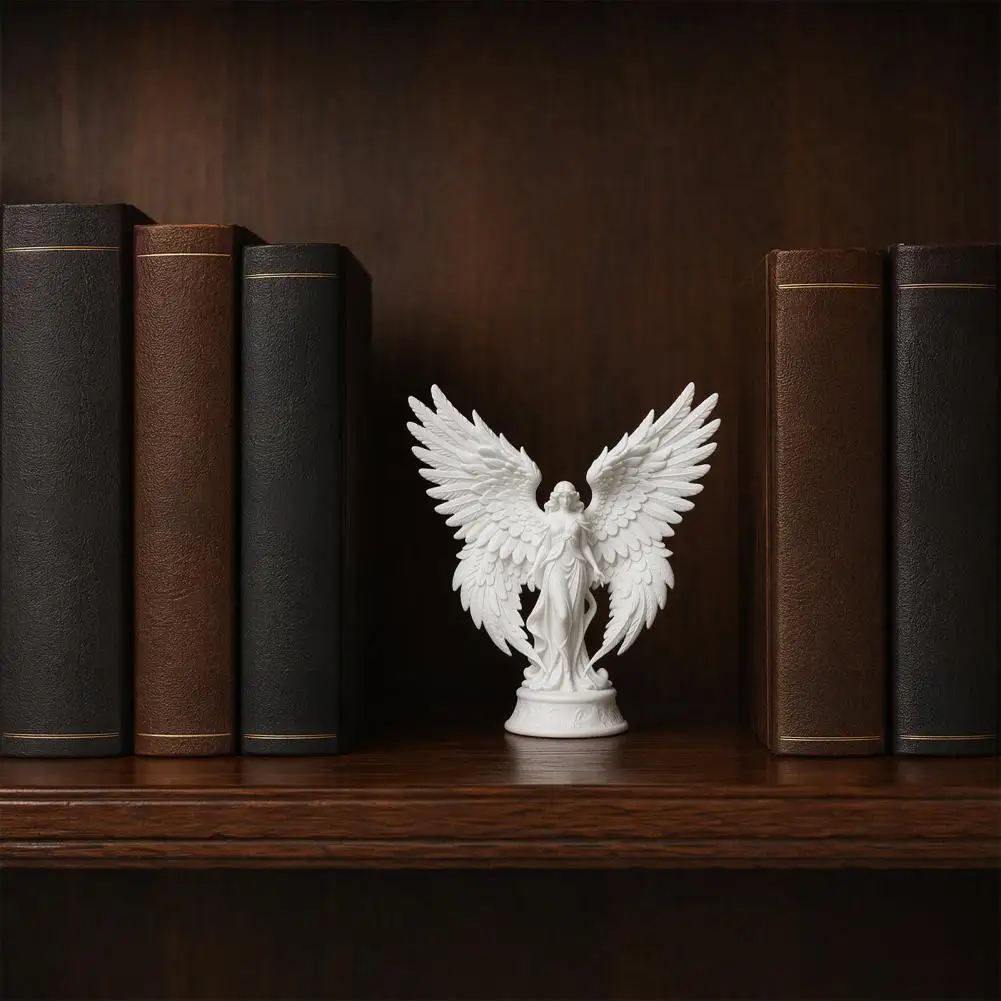 Soft Tone Angel Decor 3d Printed Angel Figurine with Wings White Matte Sculpture Minimalist Statue for Home Office Desktop Decor