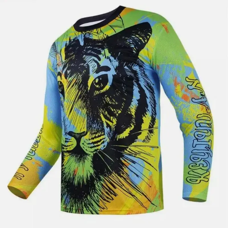 TEENAGER MEN'S LONG-SLEEVED SWEATSHIRT ANIMAL PRINT PERFORMANCE T-SHIRT SUITABLE FOR DOWNHILL RIDING AND OFF-ROAD VEHICLES