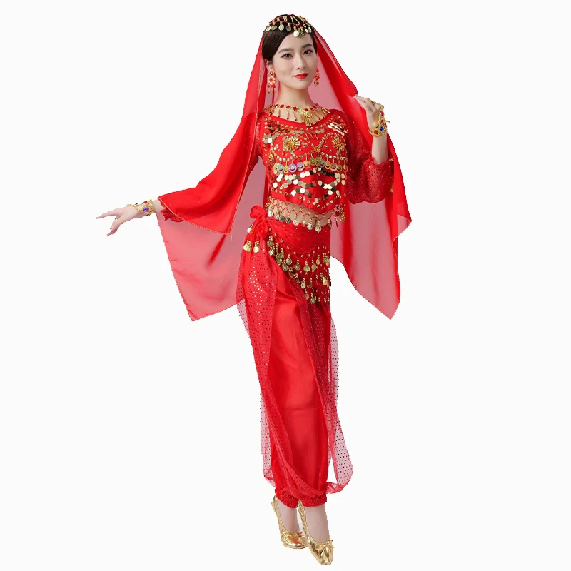 Frauen Indischer Tanz Set Kostüm Halloween Karneval Festival Arabische Prinzessin Cosplay Kostüme Ägypten Orientalisches Bauchtanz Outfit