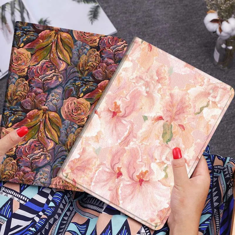 

Pink Iris Flower Pattern Gift Tablet Case For Lenovo Xiaoxin Legion Pad Tab Pro GT Y700 Gen4 2 11 P11 M10 K10 3rd Plus Gen