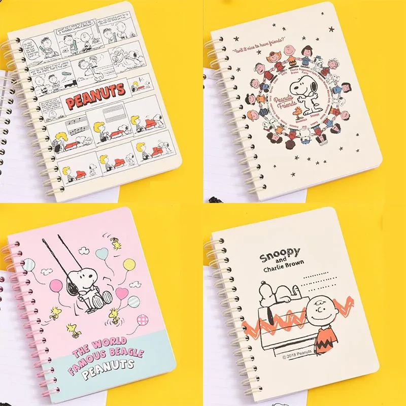 

4pcs/ лот Creative Snoopy Memo Pad Coil Notepad Kawaii Dog Notebook Stationery Label Planner стикер Post School Supplies