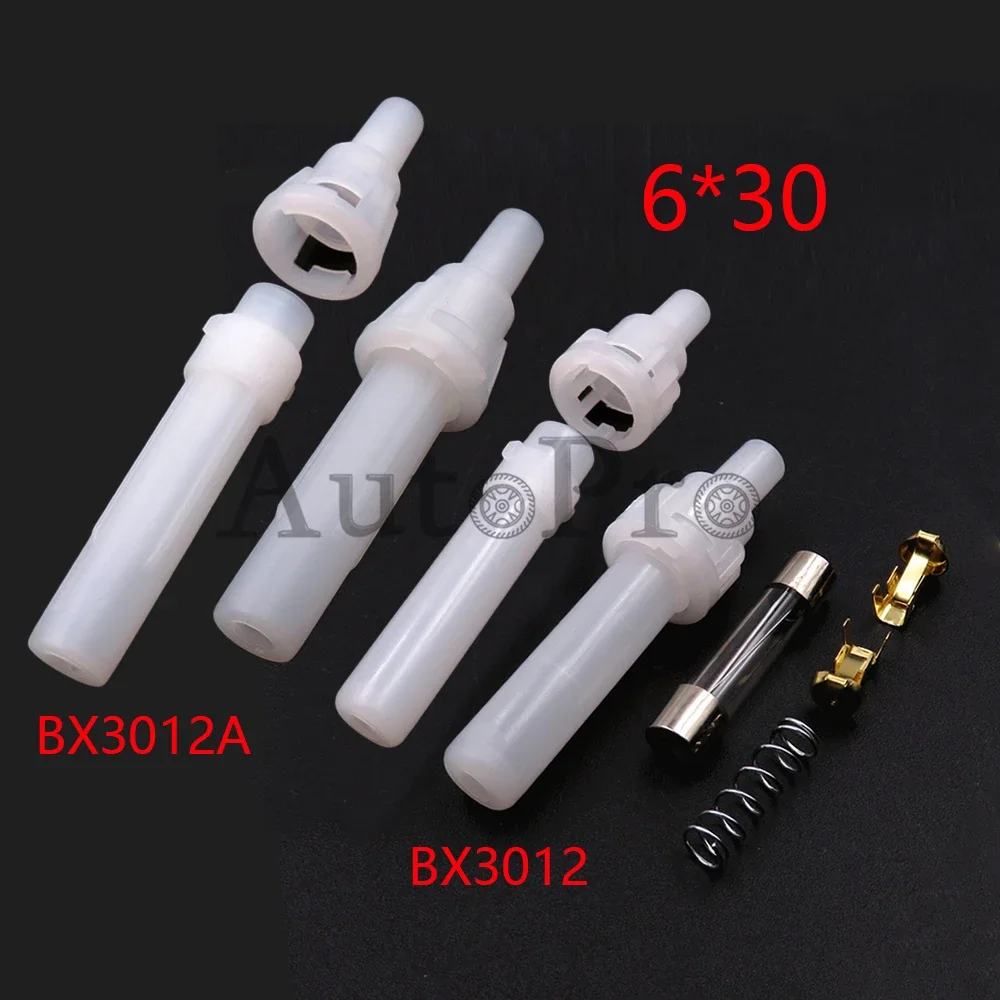 1 Set Fuse Holder with Terminal Spring 6*20mm BX3012 BX3012A Screw Type Lantern Type AC Assembly White Glass Fuses Box 6x20mm