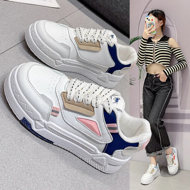 

2023 Sneaker Women Leather Lady Shoes Luxury Designer Heel Platform Flat Casual Boots Sports Tennis Lace Runing Baskets Shoe