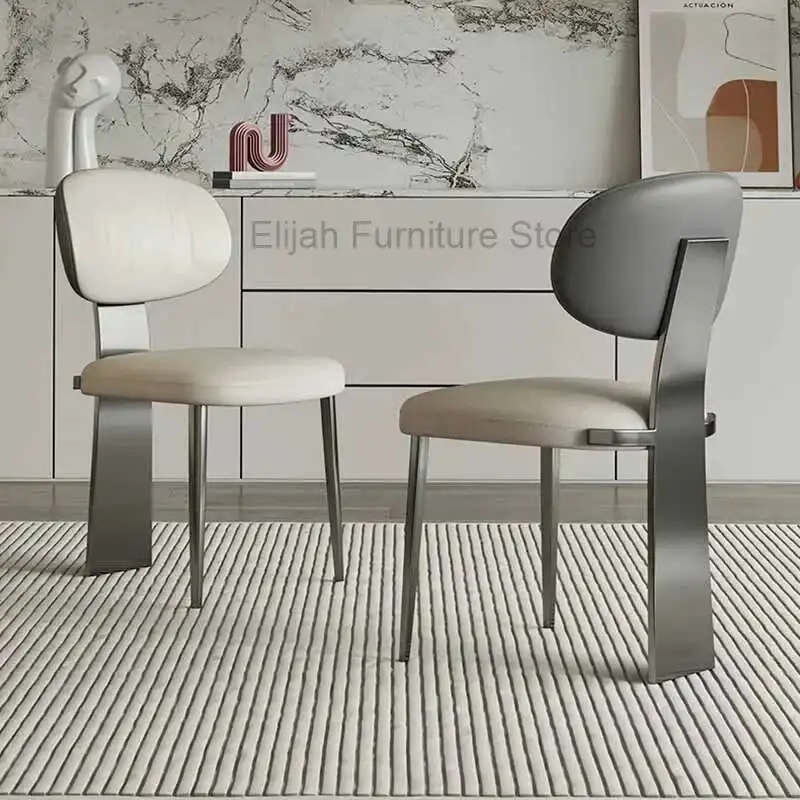 

Upholstered European Dining Chairs Luxury Metal Wipeable Designer Dinning Chair Nordic Office Silla Comedor Home Furniture