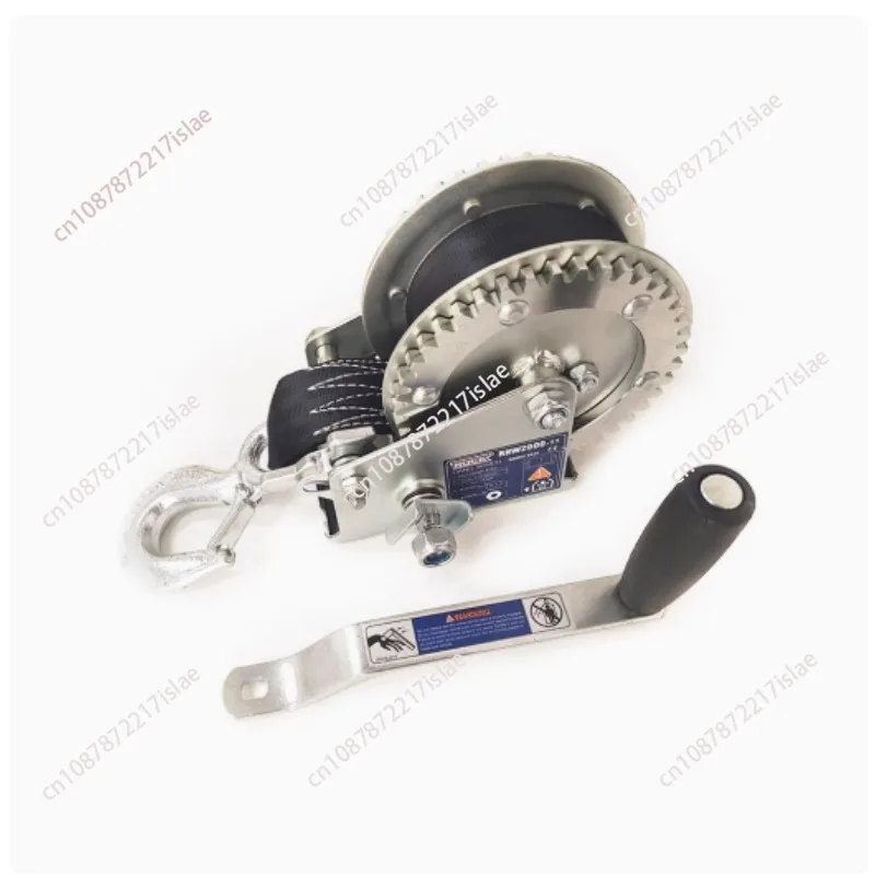 

Hand Winch Boat Trailer Winch Heavy Duty Rope Crank Polyester Strap and Two-Way Ratchet Manual Operated Hand Crank Winch