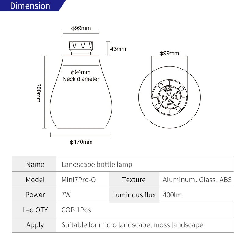 COB Microlandscape Pflanze Füllen Licht Desktop Dekoration Ökologische Flasche Beleuchtung Aquarium Pflanze Füllen Licht APP Dimmen Timer