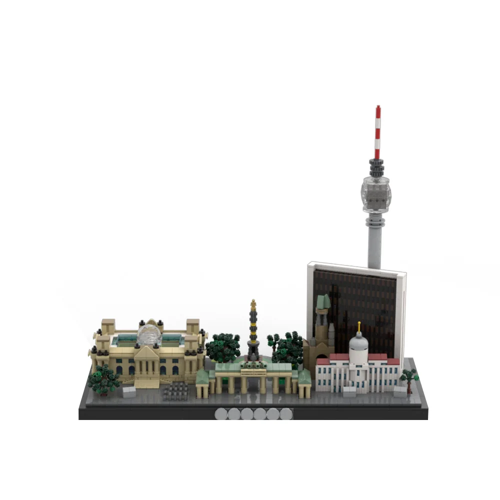 MOC- 197505   Bloques de construcción modelo Berlin Skyline Reichstag Holocausto monumento Brandenburger Tor arquitectura ladrillos juguete para regalo