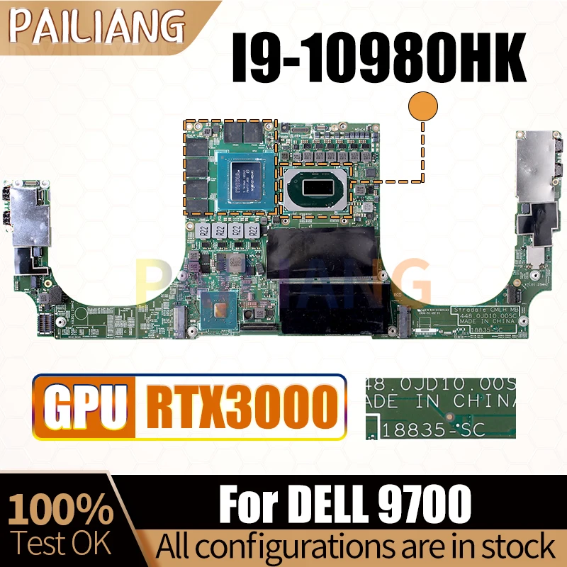 

Для Dell 9700 материнская плата для ноутбука 18835-SC QTJ1 I9-10980HK RTX3000 N19E-Q1-KD-A1 JD1A18 материнская плата для ноутбука полностью протестирована