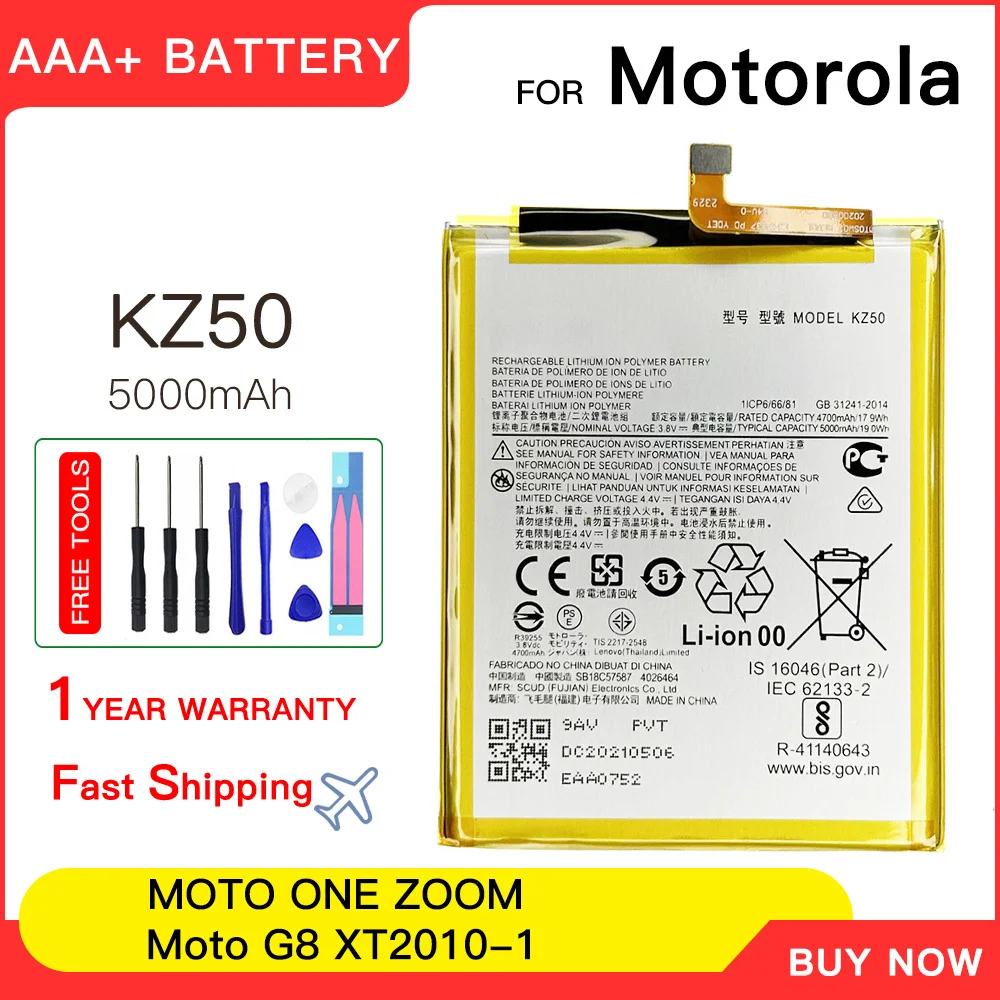 

100% genuine New KZ50 Battery For Motorola Moto G8 Power XT2041 5000mAh Phone Replacement Batteries Batteria