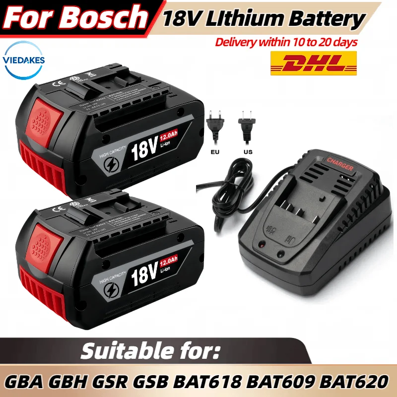 

VIedakes 18V 10.0/12.0Ah Battery BAT412A BAT414 BAT411 BAT412✅for Bosch 18v battery GBA GBH GSR GSB BAT618 BAT609 BAT620