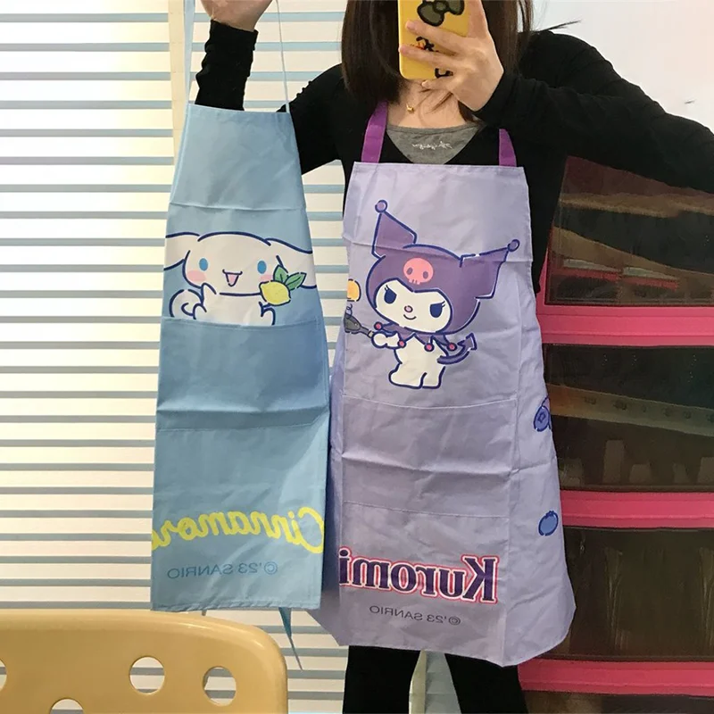 MINISO SANRIO Kuromi Cinnamoroll Kawaii Anime Delantal estampado de dibujos animados Cocina Cocinero A prueba de agua A prueba de aceite Limpio e higiénico