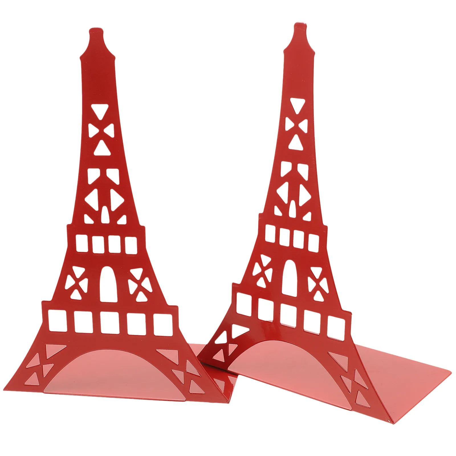 2Pcs Iron Tower Bookends Metal Book Organizer Sturdy Desktop Book Stands Reusable File Holders for Office Study Shelf Storage