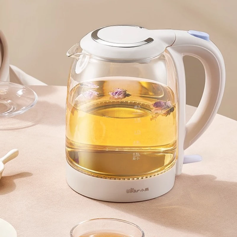 

Электрический стеклянный чайник, домашний бойлер для горячей воды, автоматическое отключение, 1,7 л, высокий боросиликат, нержавеющая сталь 304, нагрев, синий свет