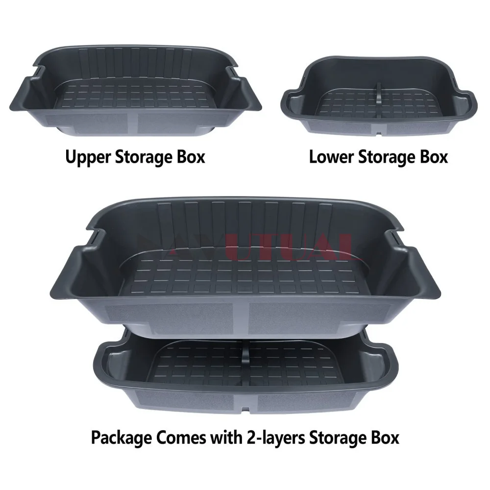 Scatola portaoggetti posteriore a doppio strato per Tesla Model Y 3 2019-2022 Organizer per bagagliaio Frunk vassoio portaoggetti superiore e