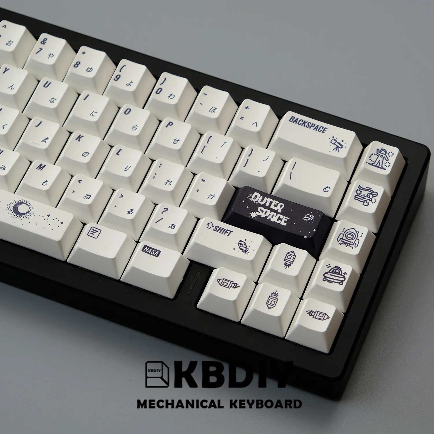 KBDiy Japanese PBT Outer Space Cherry Profile Keycaps Custom for Mechanical Gaming Keyboards 143 Keys Caps Cute for MX Switch