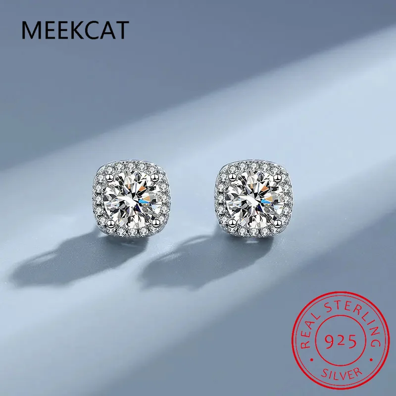 

Real Moissanite 2.0Ct Stud Earrings Silver S925 Sterling Silver Big Square Sparking Diamond Women Engagement Gift Brincos