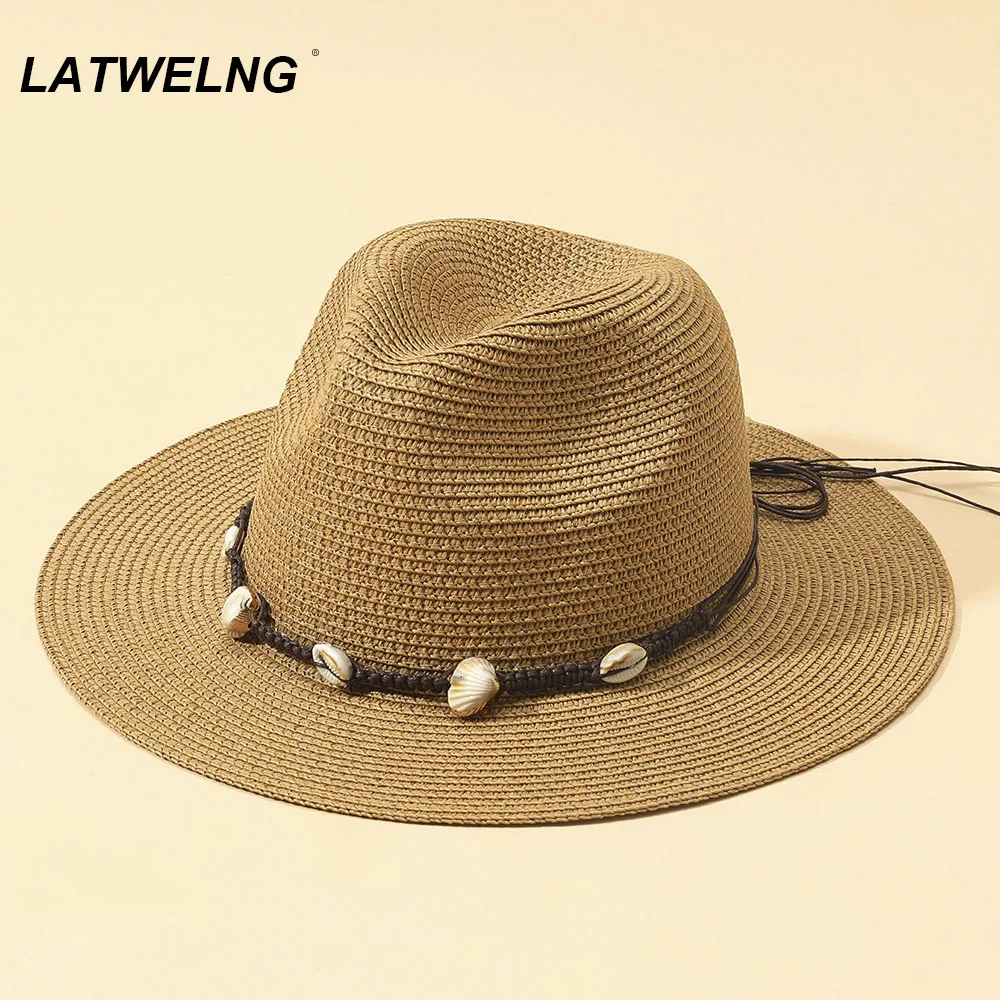 

Fashion Shells Beach Hats For Women Summer Vacation Straw Hat Foldable Sun UV Protection Caps Wholesale