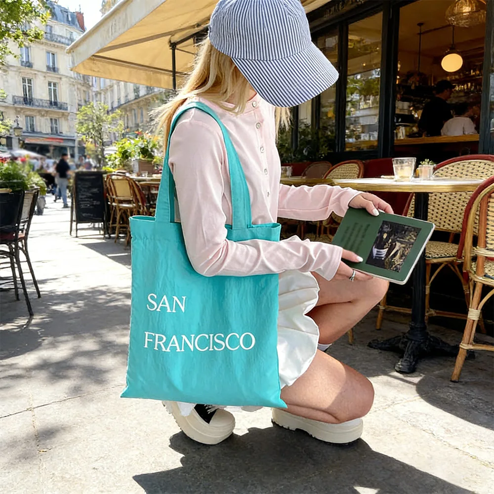 

Korean Style Letter Print Tote Bag for Women, Large Capacity Shoulder Handbag, Casual for Daily Commute Shopping Travel