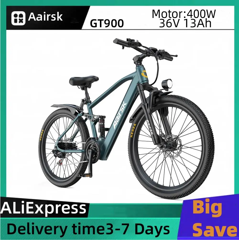 

Aairsk GT900 Adult E-bike 400W Motor 36V 13Ah Battery Electric Bike 26 Inch Fat Tire E-Mountain bike Off-road Electric bicycle