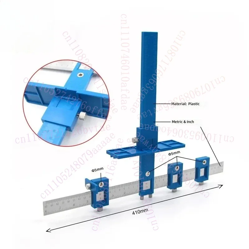 Multifunctional Woodworking Punching Positioner Plastic T Ruler Auxiliary Installation Tool Furniture Drilling Jig Template