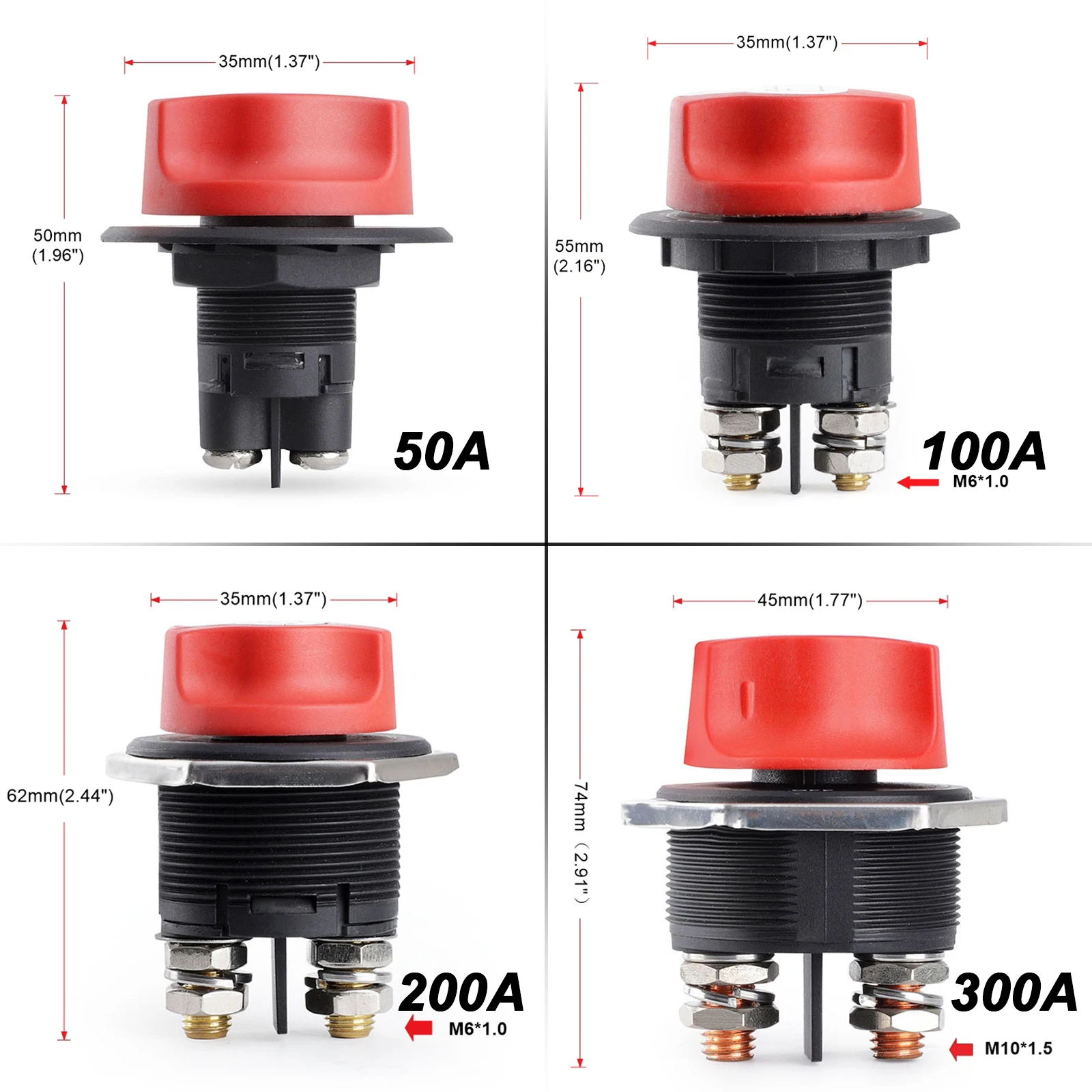 50 100 200 300A Car Battery Race Rally Switch 12V  Battery Disconnector Isolator Cut Off Switch Kit For RV Motorcycle Truck Boat