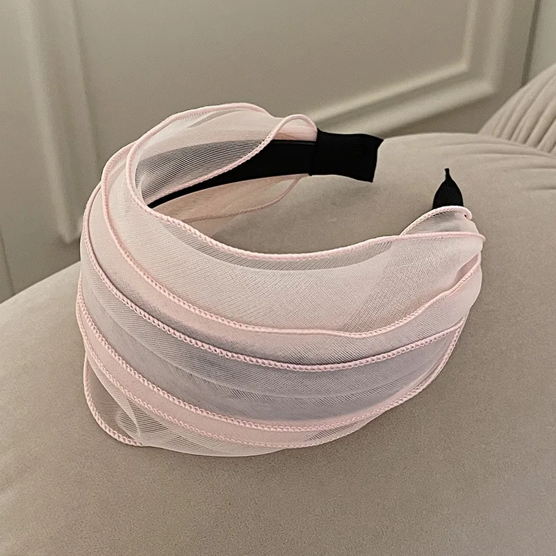 Frühling und Sommer Mesh Plissee Breitkrempige Stirnband Frauen Neue Haarnadel Stirnband Tägliche Kleidung Mode Passenden Kopf Band – Detail 10
