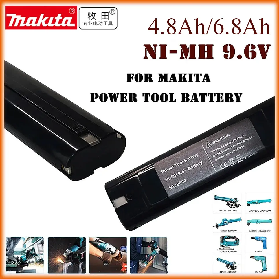 Makita 9.6V 4.8Ah/6.8AH/9.8AH Ni MH Battery Replacement 9000 9000 902 9033 6095D 6096D 6093D 6012HD DA391D 5090D 4390D 5090D