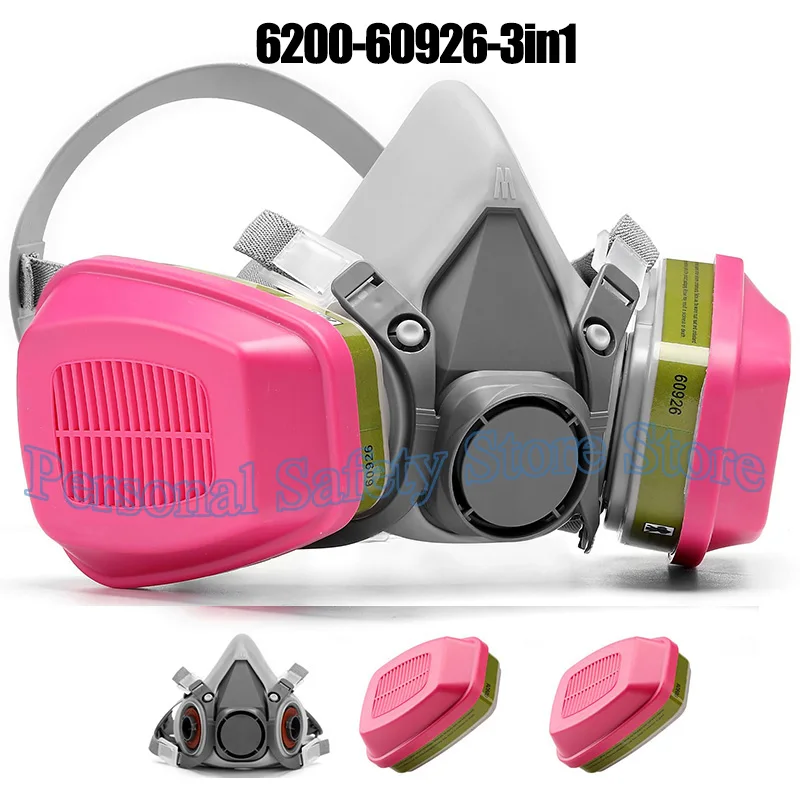 6200 Reusable Respirator Gas Mask with 60921/60923/60926 Filters for Spray Paint Chemical Epoxy Resin Dust Mask ﻿