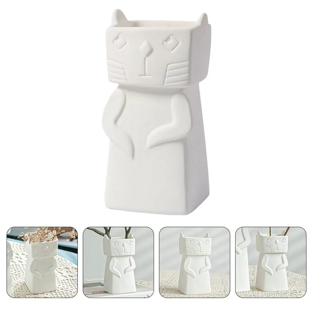

1Pcs Stylish Ceramic Cat Vase Dried Floral Art Display Household Vase Ornament for Modern Home Decoration Living Space Elegance
