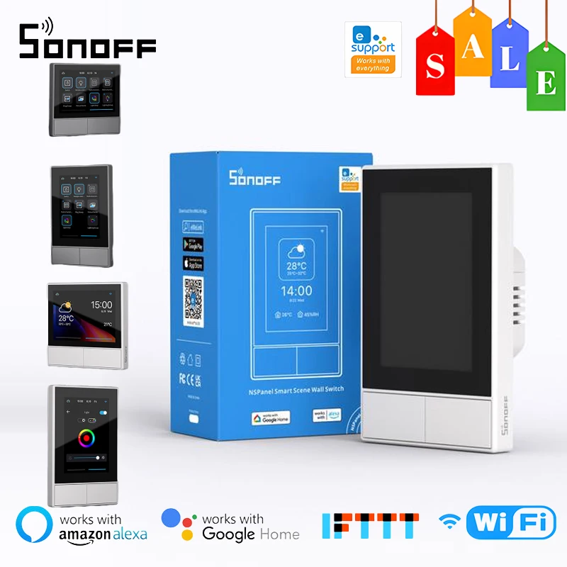 SONOFF NSPanel Smart Scene Wall Switch EU/US WiFi Smart Thermostat Display Switch All-in-One Control Via Alexa Alice Google Home