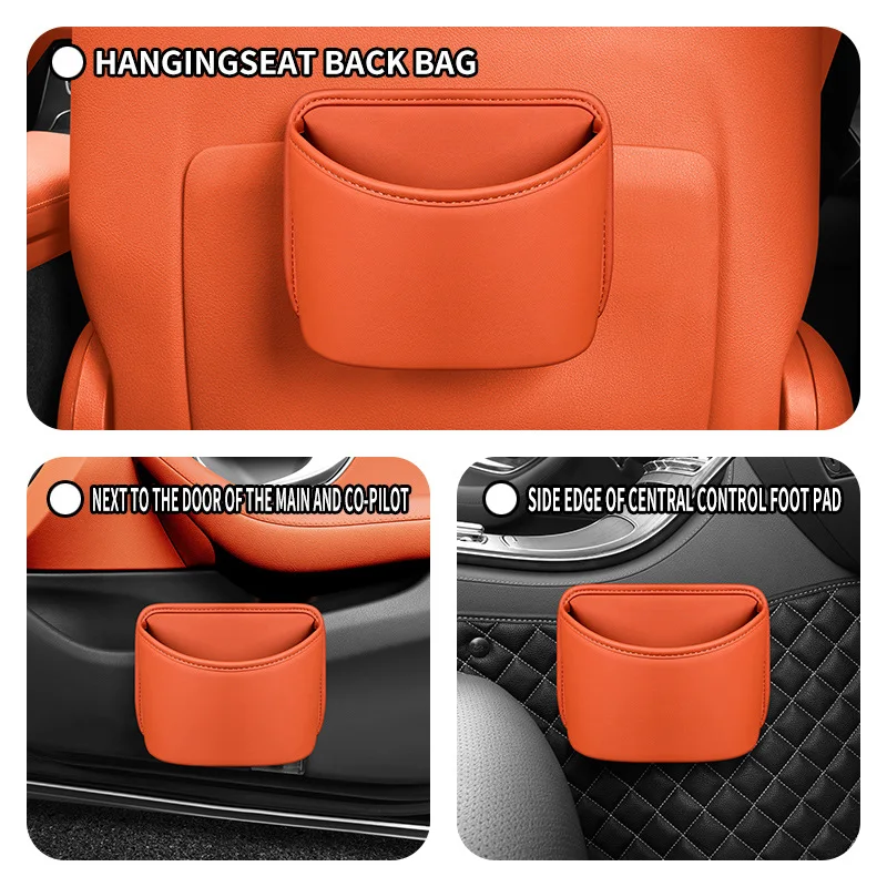 

1pc Car Leather Storage Box Car interior Accessories Auto Door Cup Holder Multi-functional Door Seat Backrest Garbage Bag
