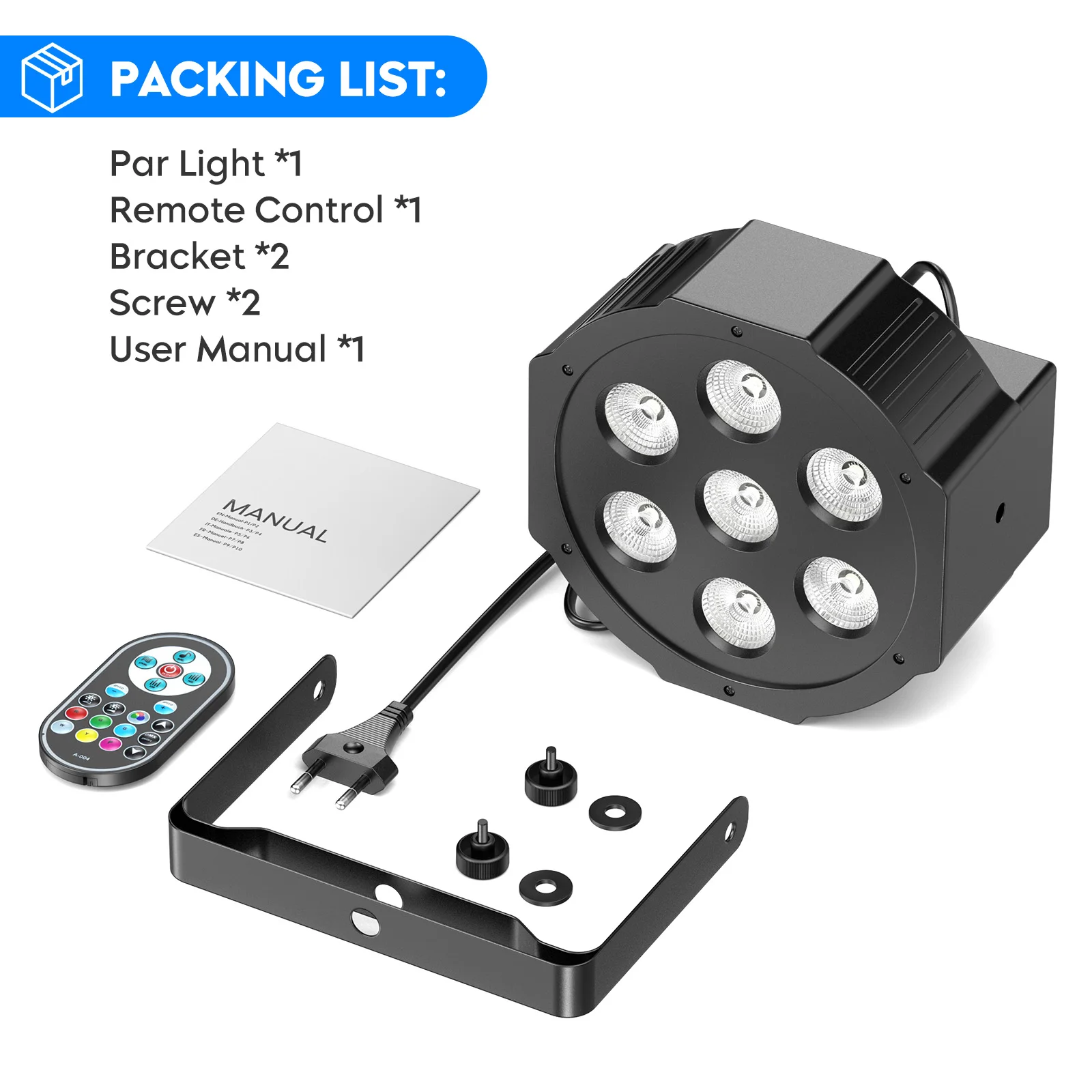 U'King 4er-Set 7x10W RGBW LED Par-Scheinwerfer DMX512 Fernbedienung Strobe/Fade/Jump Bühnenbeleuchtungseffekt für DJ-Shows, Konzerte, Hochzeiten – Detail 8