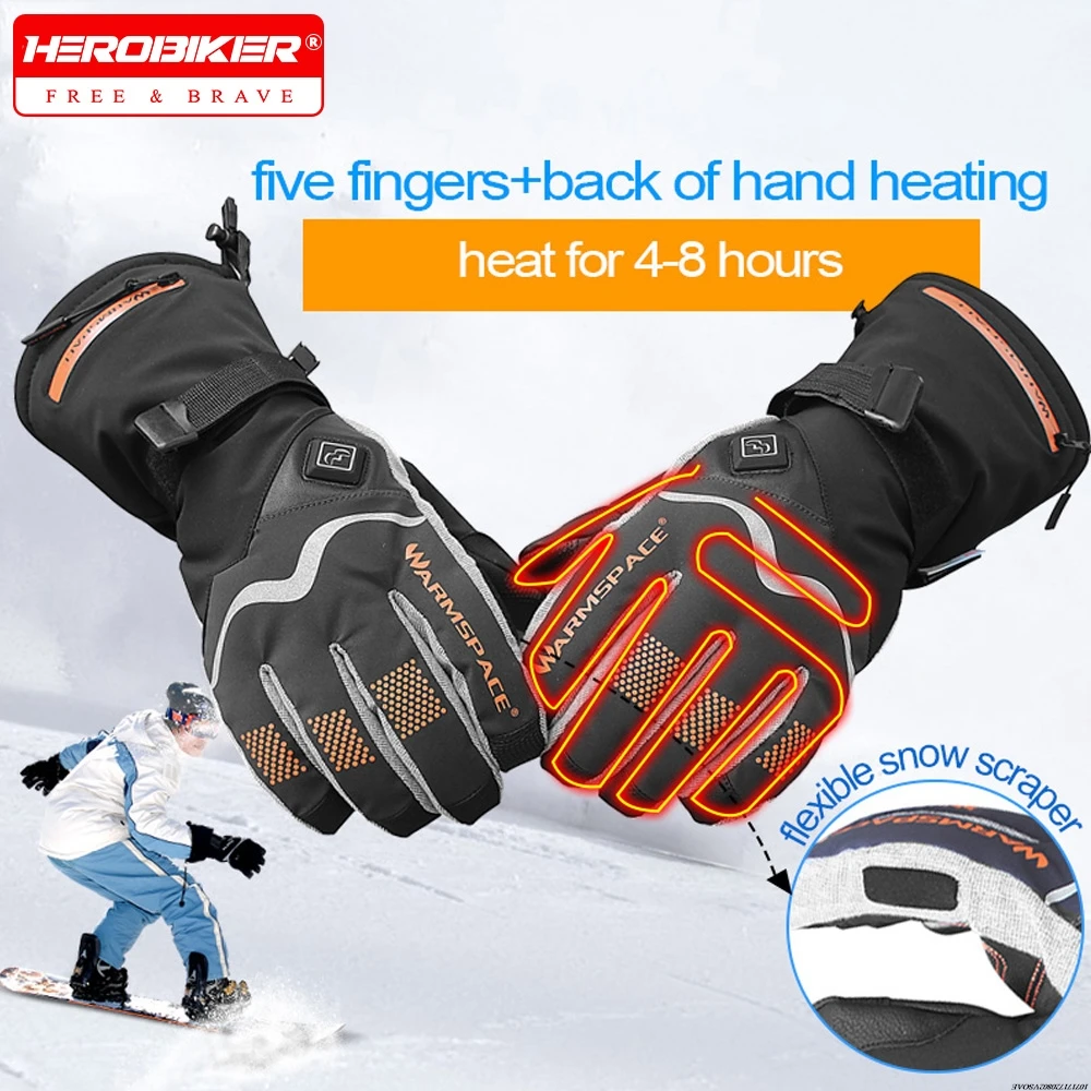 

Motorcycle Riding Gloves Lithium Battery Powered Warm Gloves Electric Ski Heated Gloves for Men Women Outdoor Waterproof Winter