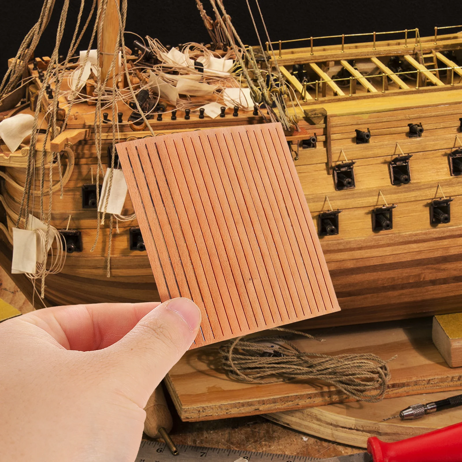 

80Pcs Handcraft Marine Decking Material Creative Mini Decking for Boat Flooring DIY Miniature Wooden Floor Boards