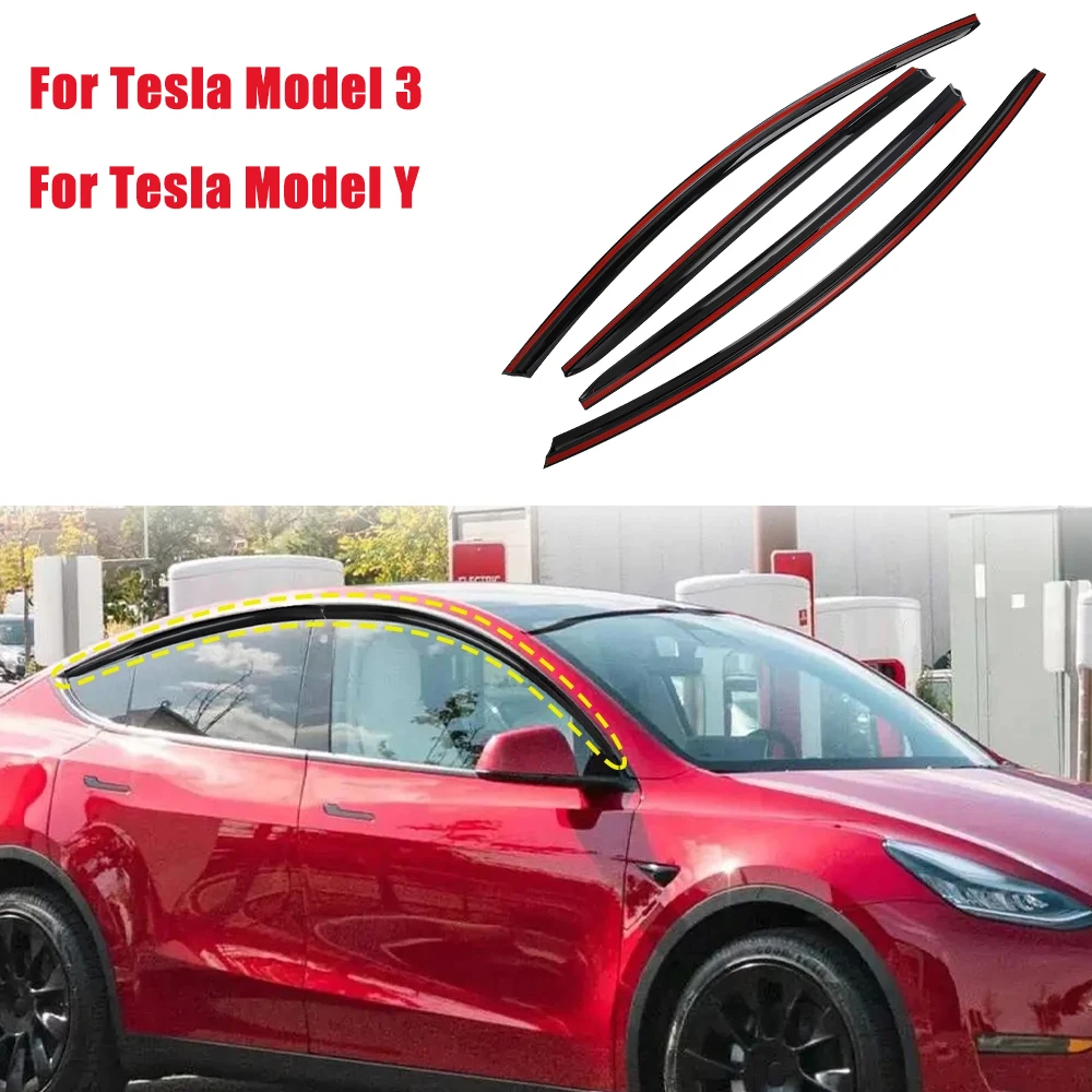 Vent Air Deflector Ventshade Ventvisor Side Window Deflector Window Visors Rain Sun Guards For Tesla Model 3 Y Car Accessory