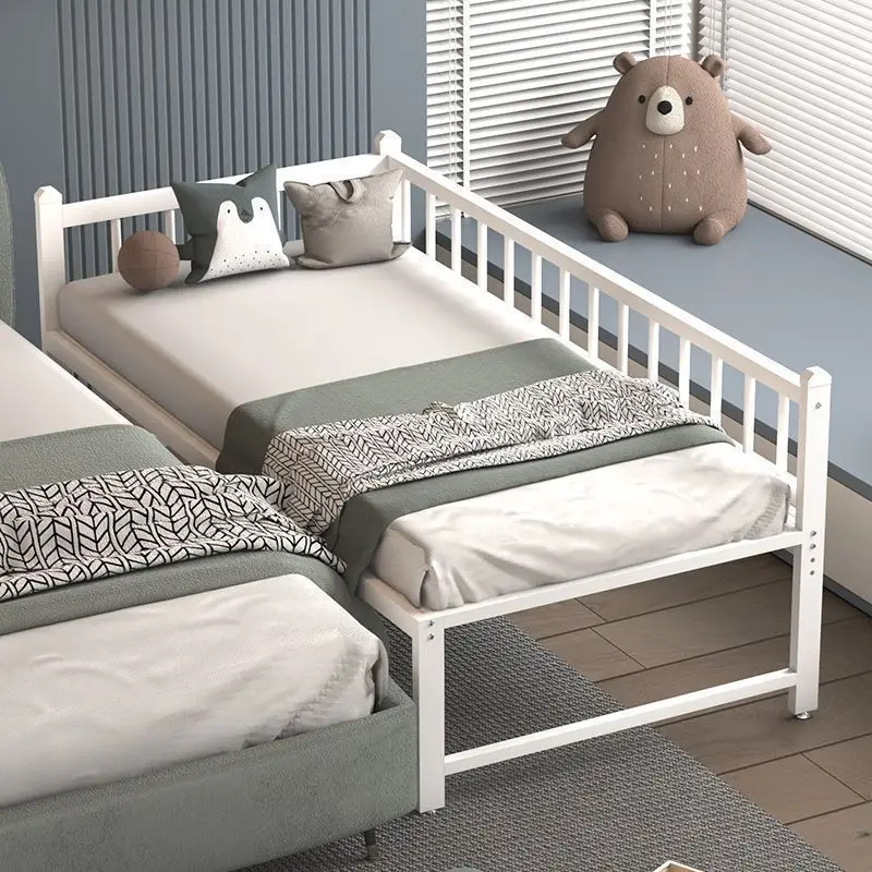 

Wrought iron adjustable splicing children's bed with guardrail bed baby widened bed seamless connection adults